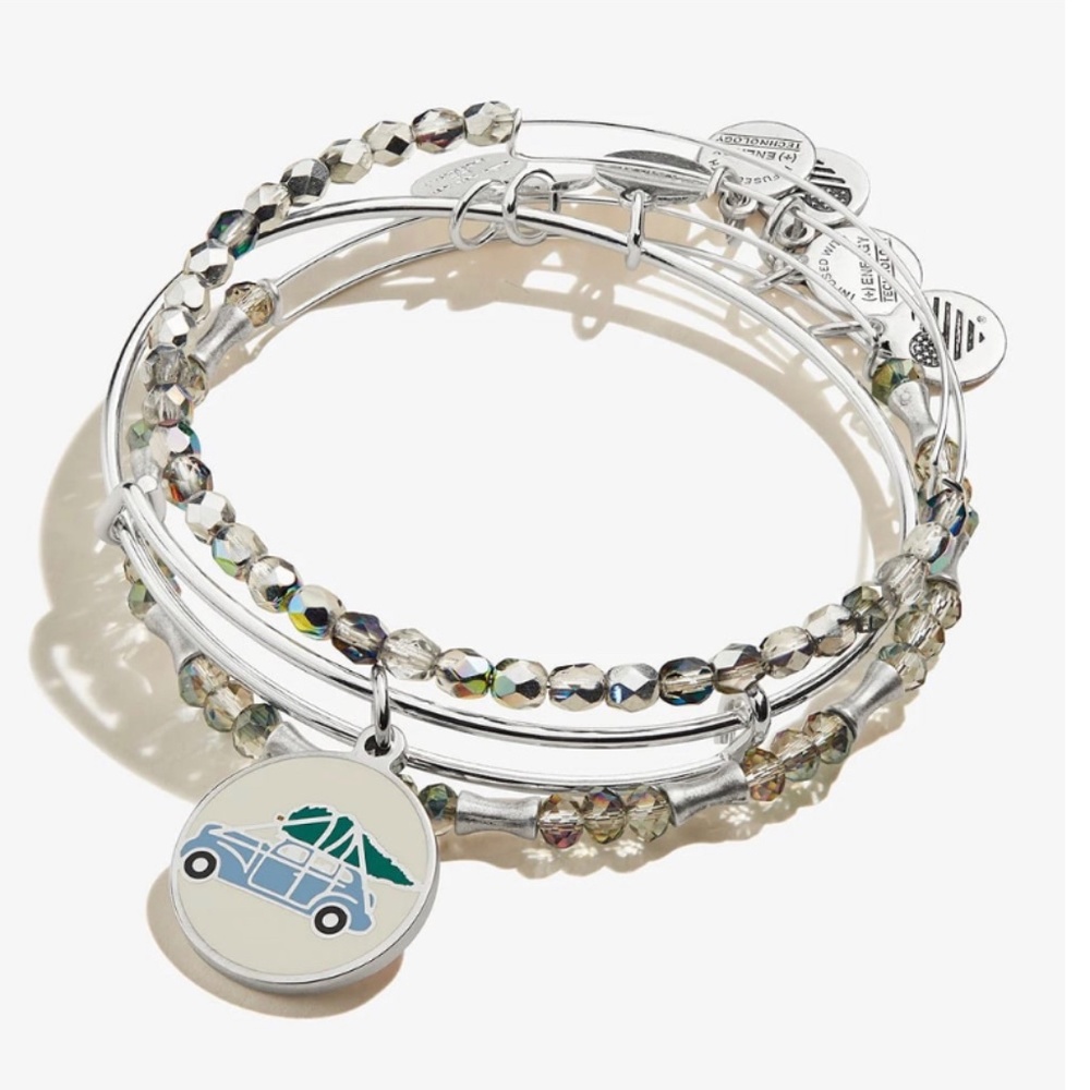 Alex and Ani A Christmas Story set of 3 shiny silver bangles